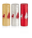 Weihnachts - Kerzen 4er Pack Ø68mm x 190mm Höhe - "Rustic Metallic" in 3 Farben zur Auswahl- Neuheit 2014