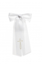 Taufschleife mit "Kreuz" aus Satin in Farbe 004 Weiss
