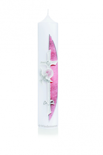 Taufkerze Topseller mit Taube in Rosa 165.445.027