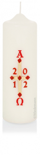 1 Stück Osterkerze mit Jahreszahl Ø60mm x 185mm Höhe in der Farbe 003 Elfenbein