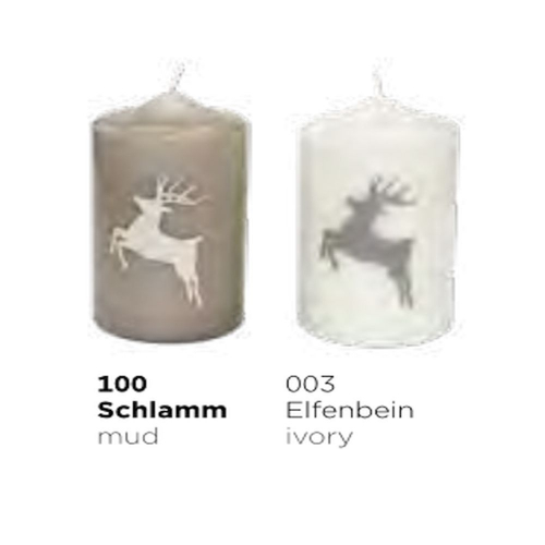 Hirsch-Kerzen "4er Pack-Schlamm-Elfenbein" Ø80mm x 150mm Höhe
