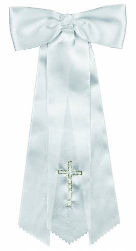 Taufschleife mit goldenem Kreuz - aus Satin - 556.006.026 - Topseller !!