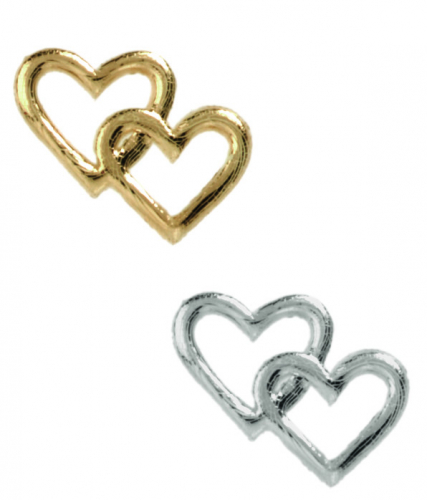 1x Verzierwachsornament "Herzchen" - in der Farbe 026 Gold - Grösse 20x25mm