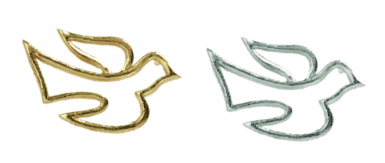 1x Verzierwachsornament "Taube" - in der Farbe 026 Gold - Grösse 25x40mm