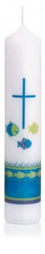 Taufkerze Topseller Blau "Fische" 167.085.007