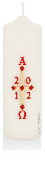 1 Stück Osterkerze mit Jahreszahl Ø60mm x 185mm Höhe in der Farbe 003 Elfenbein