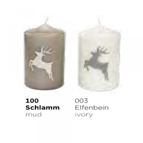 Hirsch-Kerzen "4er Pack-Schlamm-Elfenbein" Ø80mm x 150mm Höhe