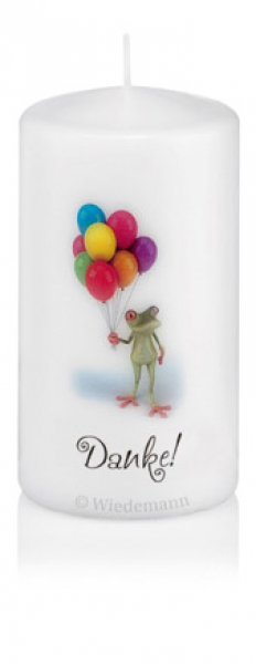 Spruchkerze "Danke!" mit Frosch Ø70mm x 130mm Höhe