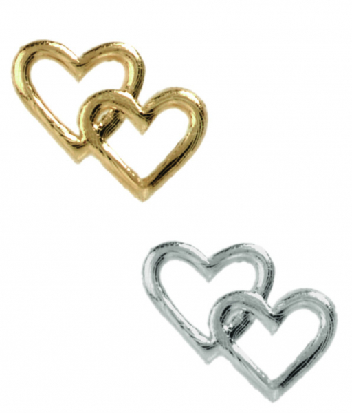 1x Verzierwachsornament "Herzchen" - in der Farbe 026 Gold - Grösse 20x25mm