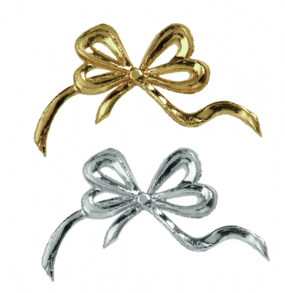 1x Verzierwachsornament "Schleife" - in der Farbe 026 Gold - Grösse 35x75mm