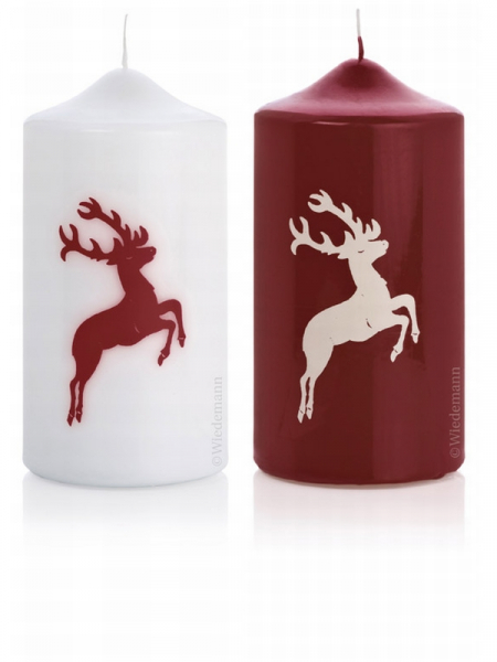 Gmundner Hirsch-Kerzen "4er Pack-Bordeaux-Edition" Ø80mm x 150mm Höhe