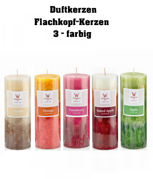 Duftkerzen Stumpenkerzen 3-farbig 4er Pack Ø68mm x 130mm Höhe