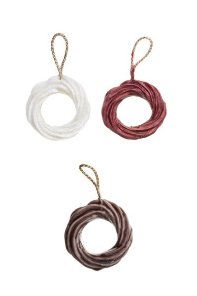 4er Pack Christbaum - Anhänger aus Wachs - "Kringel" Ø60mm - Neuheit 2014