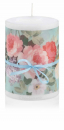 Blumen - Motiv - Kerze - "roses bleu" - NEUHEIT 2014 Ø100mm x 150mm Höhe